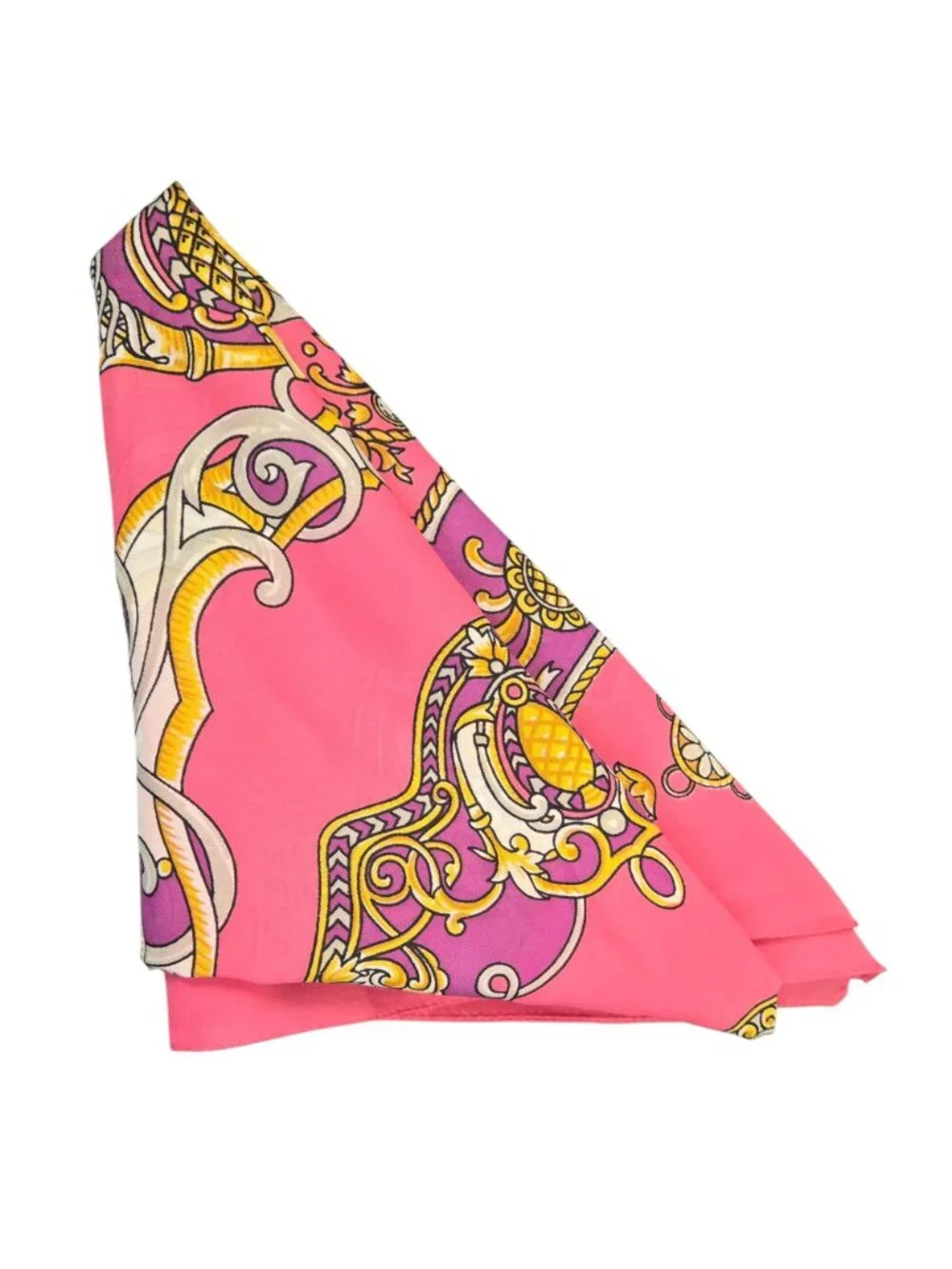 Vintage 90s Pink Purple Abstract Crown Scarf Women Accessories Colorful Square